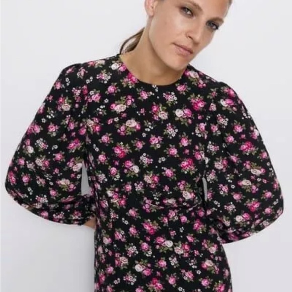 NWT Zara Maxi Rose Dress - Picture 5 of 5